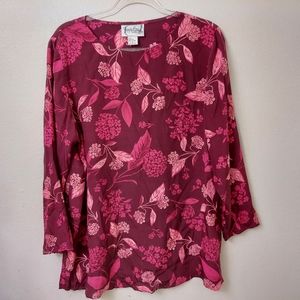 Diane Von Furstenberg Silk Assets Tunic Red Floral Medium